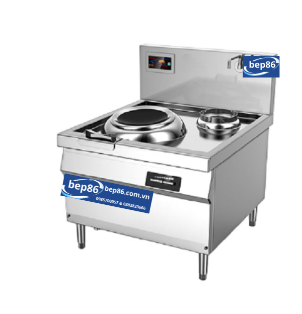 Bếp Điện Từ Công Nghiệp Đơn 12kw Mặt Lõm Kính Có Chậu Rửa