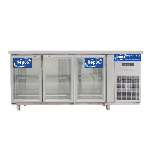 Tủ bàn mát quạt gió 3 cánh mở kính 1800x750x850