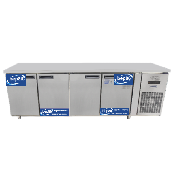 Tủ bàn mát quạt gió 4 cánh mở inox 2250x750x850