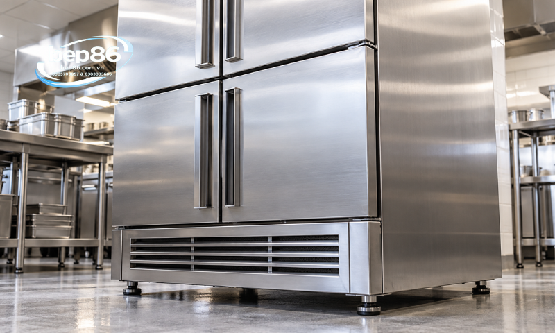 Kiểm tra thân vỏ và cánh tủ đông mát 4 cánh inox