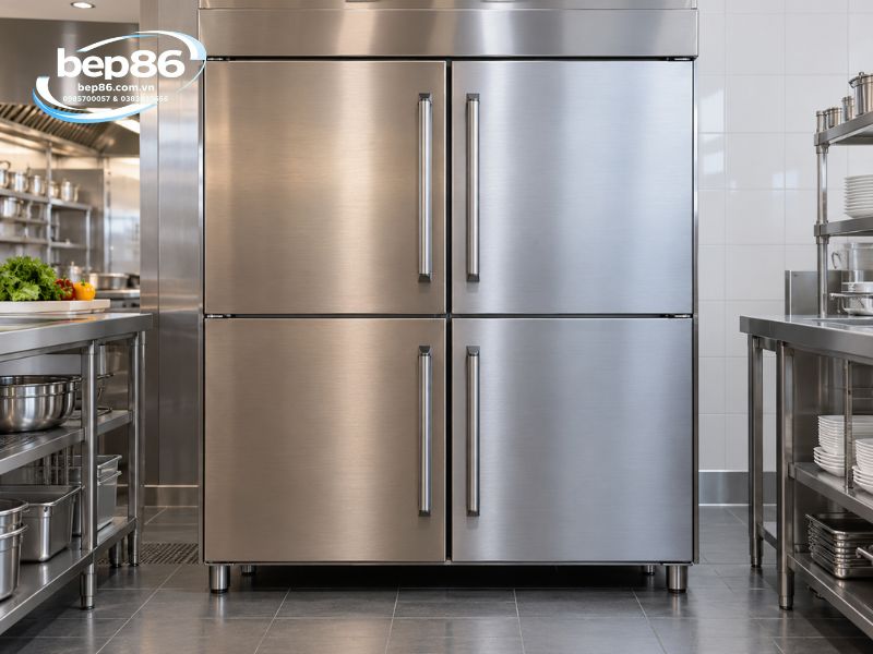 tủ đông mát 4 cánh inox 201 hay inox 304