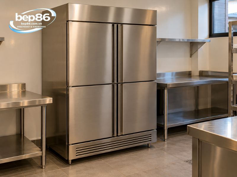 tủ đông mát 4 cánh inox 201 hay inox 304