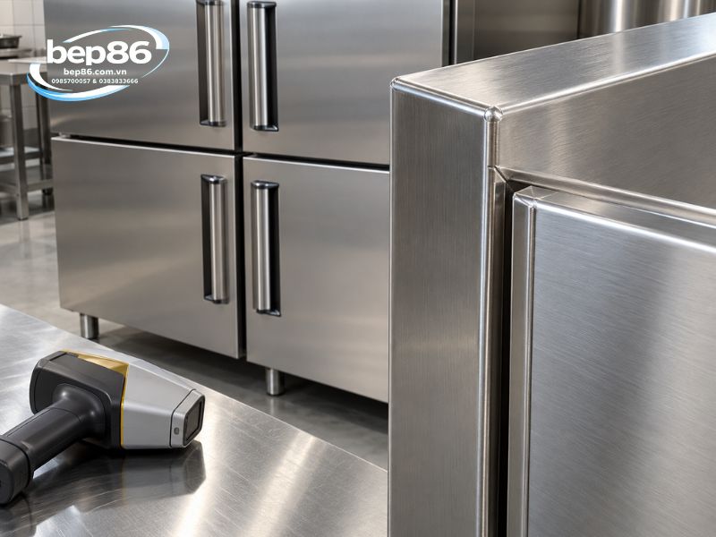 tủ đông mát 4 cánh inox 201 hay inox 304