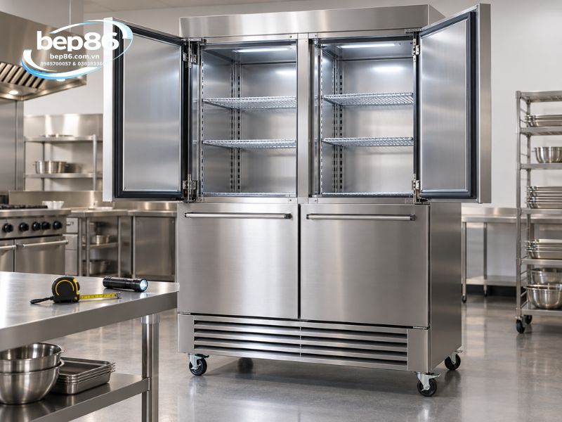 tủ đông mát 4 cánh inox 201 hay inox 304