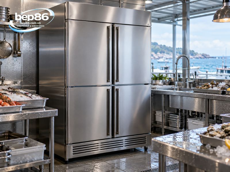 tủ đông mát 4 cánh inox 201 hay inox 304