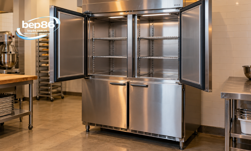 Tủ đông mát 4 cánh inox