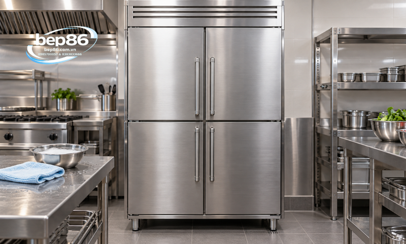 Vệ sinh tủ đông mát 4 cánh inox