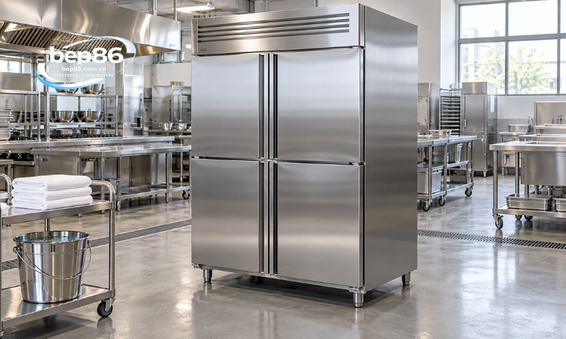 Vệ sinh tủ đông mát 4 cánh inox